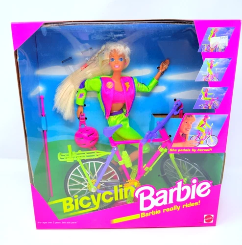 Vintage 1993 Bicyclin' Barbie Bikle Riding Gift Set 11689 New In Box