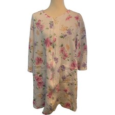 Miss Elaine Quilted Floral Zip Robe, Women's Size Medium