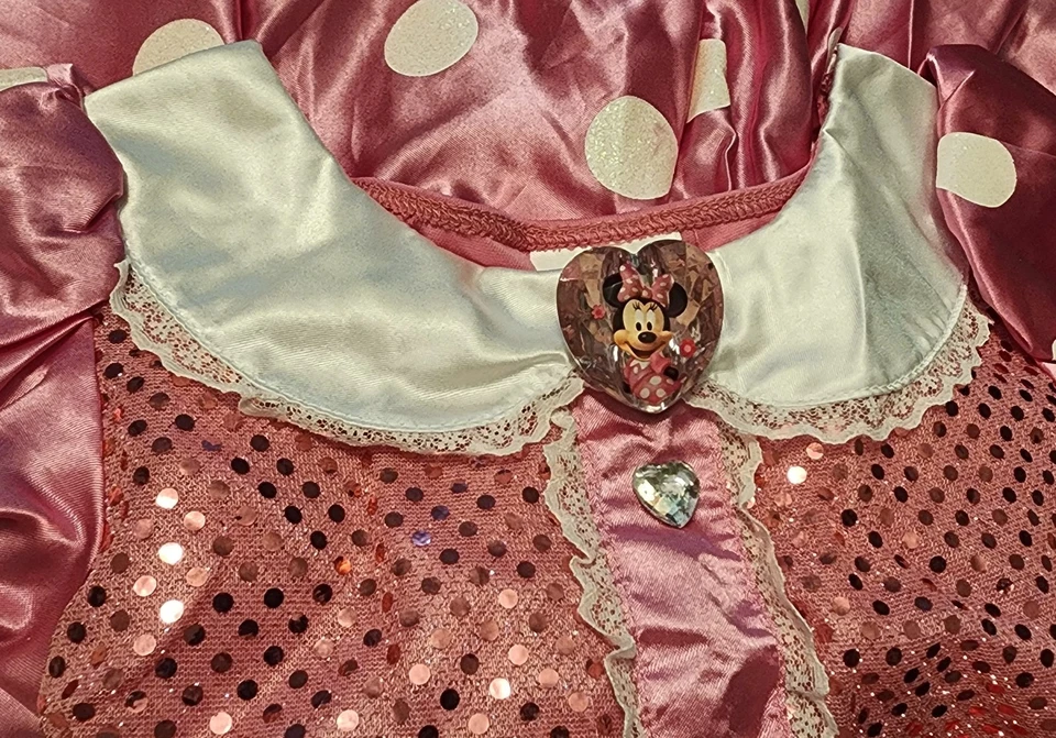 Disney Store Rosa Minnie Mouse Lentejuelas Disfraz Vestido Niño Talla XS 4 Vestir Nuevo Foto 4 de 4