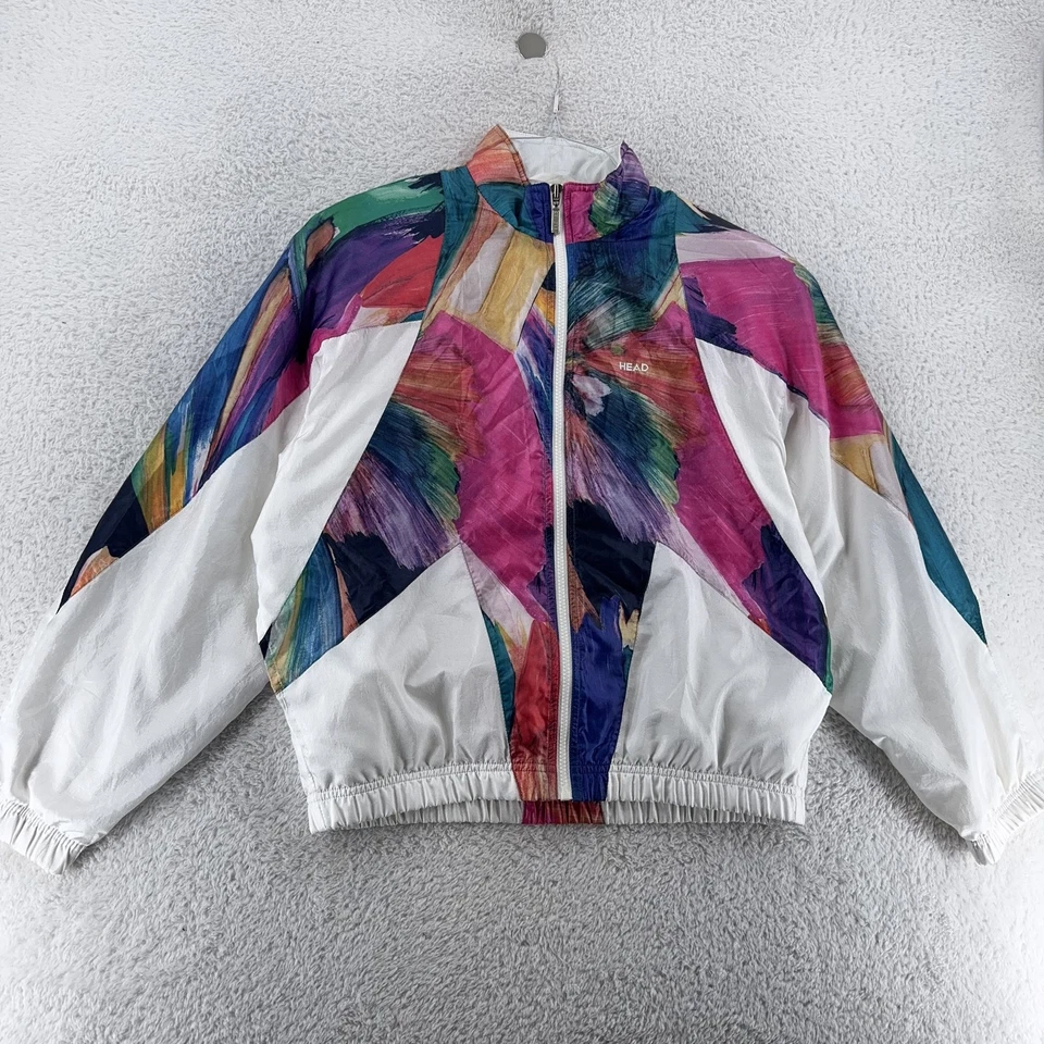 Винтажный 90-х голова ветровка куртка женщин M цветочный акварель абстрактный Athletic - Изображение 2 из 4