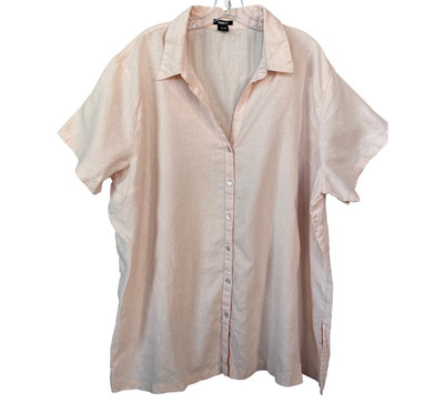 HM Women's Plus 4X Summer Casual Linen Pink Blouse Size 28W