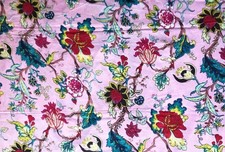 5 Yard Indian Cotton Handmade Print Fabric Sanganeri Hand Block Printed Fabric