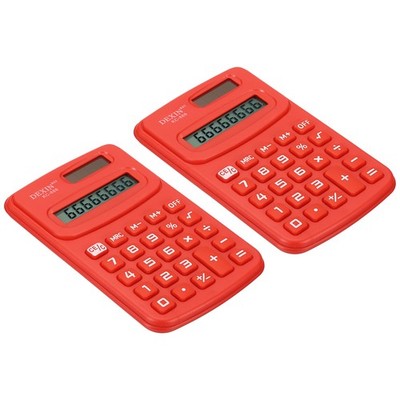 2pcs 8 Digit LCD Display Handheld Calculator Small 4 Function Calculator Red