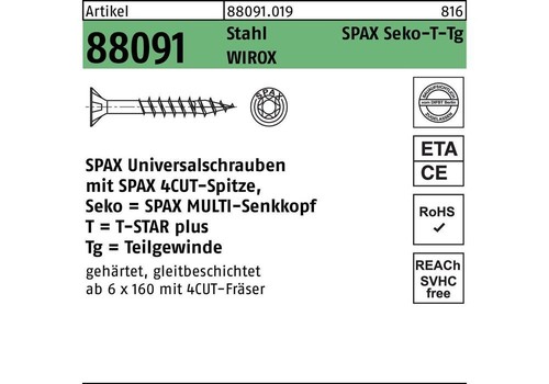 SPAX Schraube R 88091 Senkkopf/T-STAR TG 5 x 70/41-T20 Stahl WIROX
