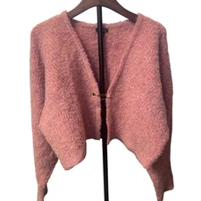 Wild Fable Pink Fuzzy Knit Open Front Cardigan Sweater Womens Medium Cozy Soft