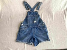 Levis Shortall Bib Overalls Jeans Youth Girls 7 Blue Distressed Shorts Red Tab