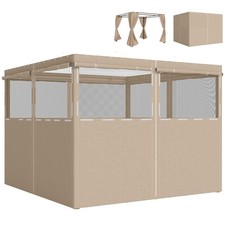 Image of Outsunny 3 x 3 m Gazebo Replacement Curtains Privacy Panel Set, 4 Panels