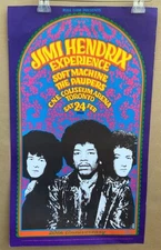JIMI HENDRIX EXPERIENCE POSTER TORONTO CANADA 1988 AUTHORIZED REPRINT 29”x17.25”