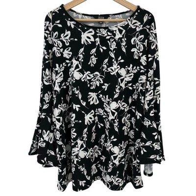 Slim Factor Investments Floral Print Rhinestone Neckline Shirt Plus Sz 2X 