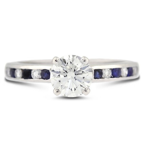 0.93ct D/VS2 Round Natural Certified Diamonds White Gold Classic Side Stone Ring - Picture 11 of 21