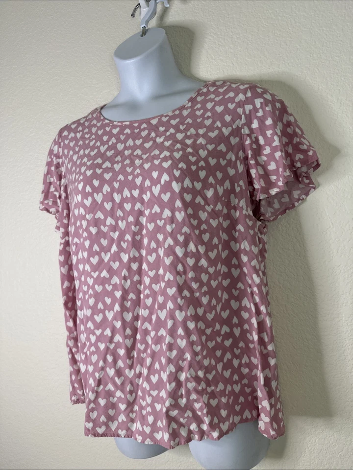 Top de manga corta Como negro para mujer talla grande 1X lila púrpura corazón Foto 2 de 4