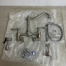 Signature Hardware SH349709B Felicity Wall-Mount Kitchen Faucet Side Spray Chrom