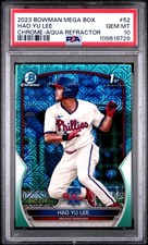 PSA 10 2023 Bowman Mega Box Chrome #52 Hao Yu Lee Chrome-Aqua Refractor #/225
