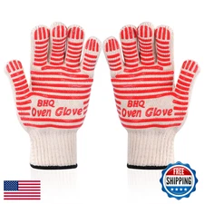 Heat Resistant Oven Gloves Mitts with Fingers, BBQ Grilling Baking Welding