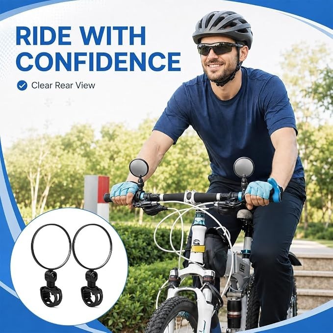Bici Elettrica Specchietto 2 Pezzi, Accessori Bici Retrovisore 360° Regolabile, foto 4
