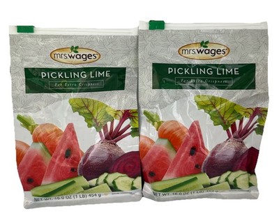 Pack Of 2 Mrs. Wages Pickling Lime Easy-to-Make Pickles 1 lb Each Resealable Bag