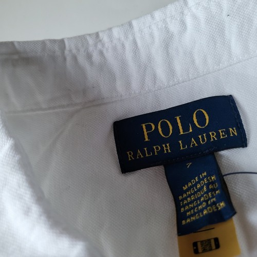 Polo RALPH LAUREN Button Front shirt Pony logo Big Boys Size 7 L XL White Oxford - Picture 5 of 11