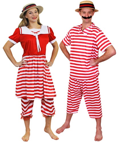 COUPLES 1920S BATHER COSTUME VICTORIAN 