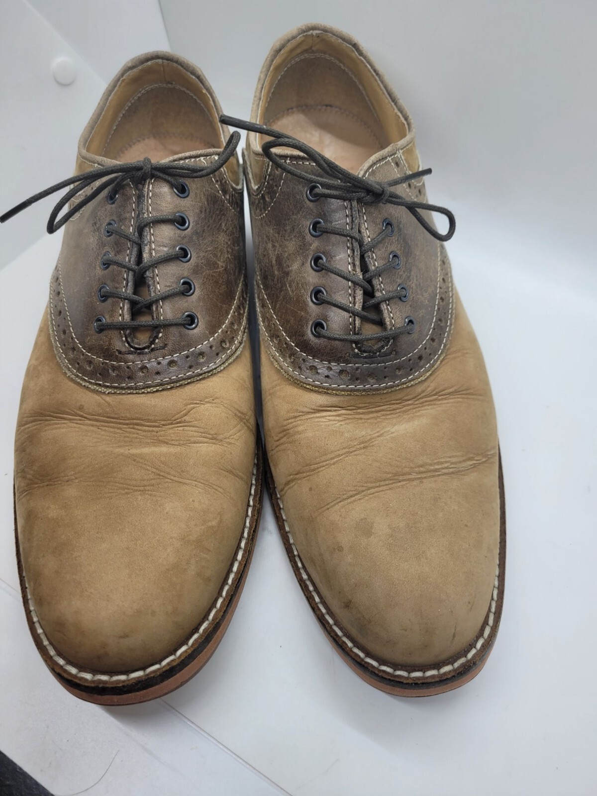 SAOLA Scarpe Oxford Allen Edmonds da uomo in pelle nabuk 9 5 M marrone marrone marrone chiaro Professor USA