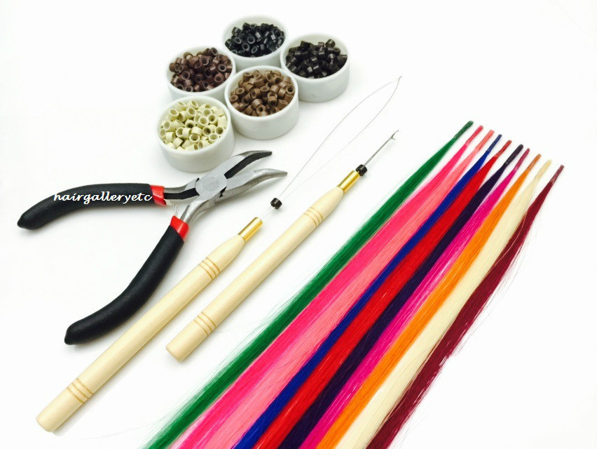 12" I tip 100 Human Hair Extension 10pcs Micro Beads TOOL KIT PLIERS