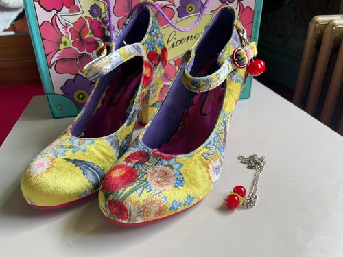 Scarpa nuova con scatola licenza poetica giallo rosso blu floreale velluto taglia 5 2016 - Foto 4 di 18