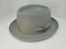 BILTMORE MILAN TELESCOPE PORK PIE STRAW HAT PUMICE GRAY MADE IN CANADA