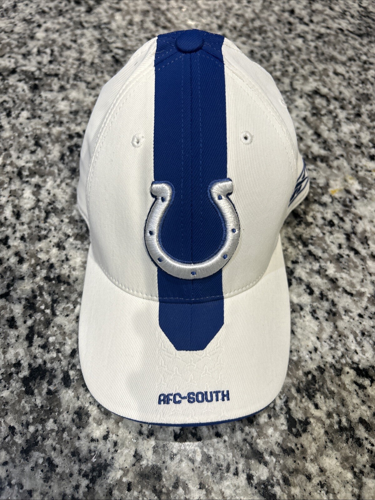 Stretch Fit Indianapolis Colts Reebok Cap with Blue Stripe Logo NFL White