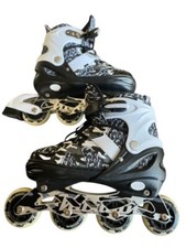Kuxuan Adjustable Black  White Unisex Inline Skates Youth 3Y - 6Y