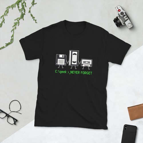 Unisex T-Shirt vintage geek game never forget video tape k7 nerd - Picture 10 of 11