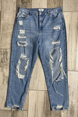 Refuge High Rise Mom Jeans Womens Size 15 / 16 Distressed Blue Denim 34X26