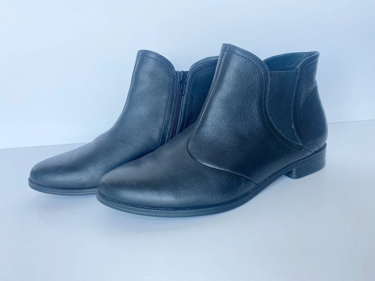 Ziera Scarlet Womens Size 39 Black Side Zip Boots Booties Leather