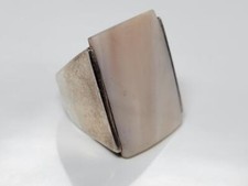 Sterling Silver Pink Mother Of Pearl Statement Ring Sz 7 18.8 g 7-E739