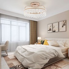 Living Room 3 Color 6-Speed Remote Control Invisible Ceiling Fan Chandelier Gold