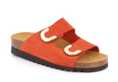 Grunland Hola CB2257-M7 Ziegel Keilabsatz 4,5 cm Slipper Riemchensandalen SALE