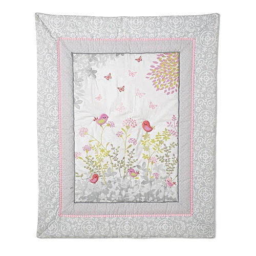 Juego de ropa de cama de cuna de 3 piezas Just Born Botanica patrones incluyen pájaros cantores mariposa Foto 3 de 4