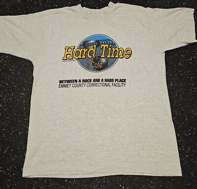 Vintage Hard Time Cafe Emmet County Michigan Prison Parody T Shirt Large