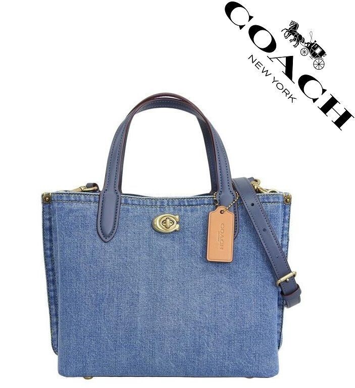 Coach Willow Tote 24 Denim/leather INDIGO CR708 Outlet NEW Coach Willow Tote 24 Denim/leather INDIGO CR708 Outlet NEW