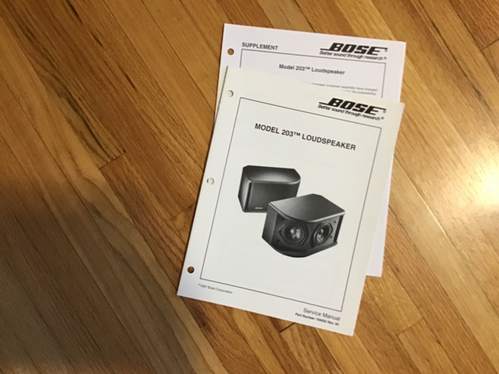 BOSE 203 Model Loudspeaker Service Manual Original w/ supplement