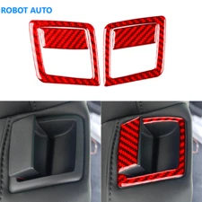 4Pcs For Tesla Model 3 Highland 2023+ Red Carbon Fiber Rear Seat Decoration Trim