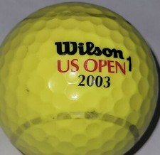 Yellow Wilson US Open 2003 Tennis Logo Used Golf Ball K-13-11 - 1ct one