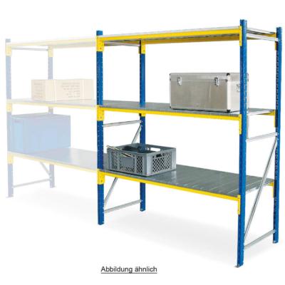 Weitspannregal mit 3 Stahlblechebenen, Stecksystem, BxTxH 1880 x 605 x 2000 mm