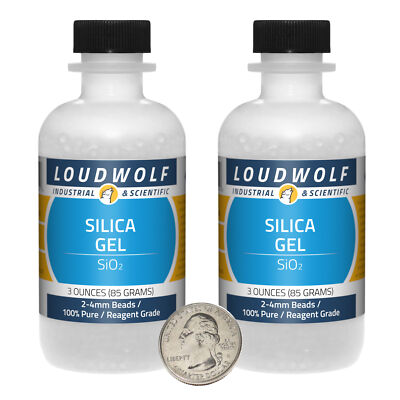 Silica Gel / 6 Ounces / 2 Bottles / 100% Pure Reagent Grade / 2-4mm Beads / USA