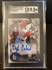 2016 Bowman Chrome Draft DYLAN CARLSON Auto RC Rookie #CDA-DC SGC 9.5/10 Mint