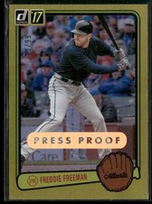 2017 Donruss #RV-2 Freddie Freeman Retro Variations 1983 Gold Press Proof #/99