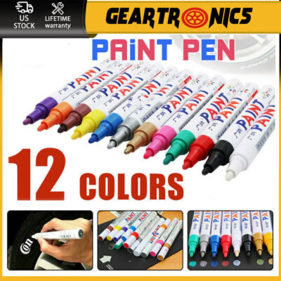 12PCS Waterproof Permanent Paint Marker Pen Car Tyre Tire Tread Rubber Metal US