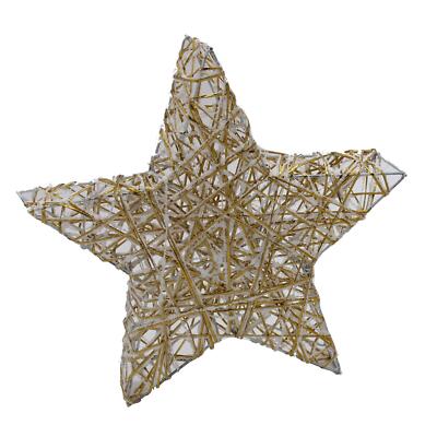 Jingles Gold Licht An Woven Stern Deko - Schnee Effekt - 30cm Licht Ornament