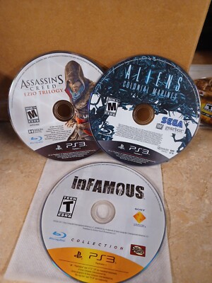 PS3 Game Lot, Assassin's Creed Ezio Trilogy,Aliens Colonial Marines,Infamous