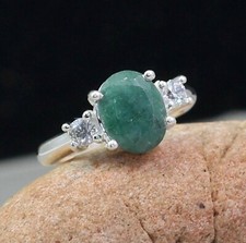 Solid 925 Sterling Silver Emerald CZ Gemstone Anniversary Gift Handmade Ring