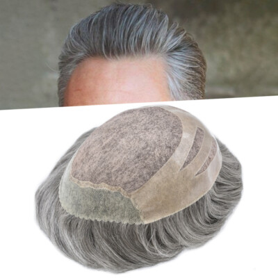 Toupee for Men Hairpiece Fine Mono Hair System Replacement Poly Skin Mens Wigs