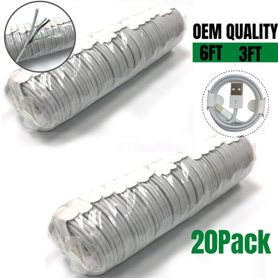 20X Bulk USB Fast Charger Cable Lot 6Ft 3Ft Charging Cord For iPhone 11 8 7 6 XR
